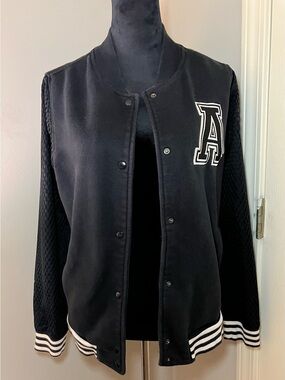 Adidas Varsity/Bomber Jacket. Ladies Size Large Black and White Great Condition